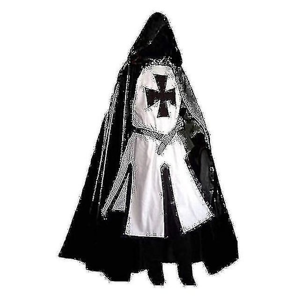 Herr medeltida Crusader Knights Templar Dräkt hög kvalitet White S