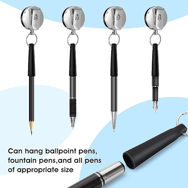 4-pack Heavy Duty Indragbar Pull Pen Pennhållare för Markörer och Carpenter Pennor, Stretch Sil null none