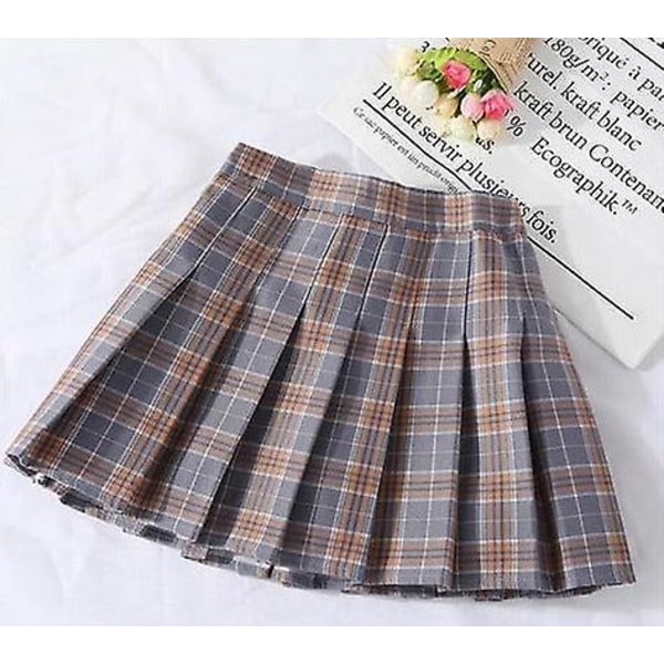 Chic Harajuku student plisserad kjol - gray plaid 100