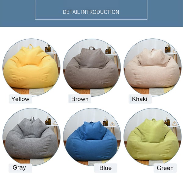 Extra stor Bean Bag Stolar Soffa Cover inomhus Lazy Lounger För Vuxna Barn Sellwell Khaki 80 * 90cm