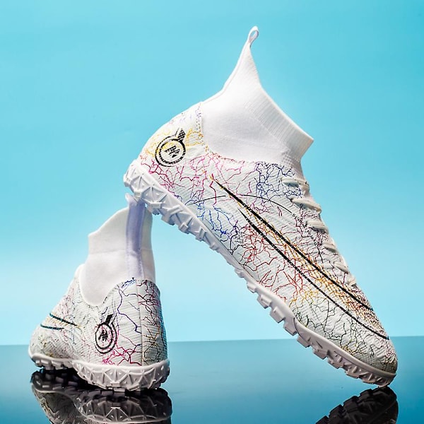 Fotbollsskor för män Halkfria fotbollsskor Klossar Gräs Fotbollssneakers Yj068 White 39