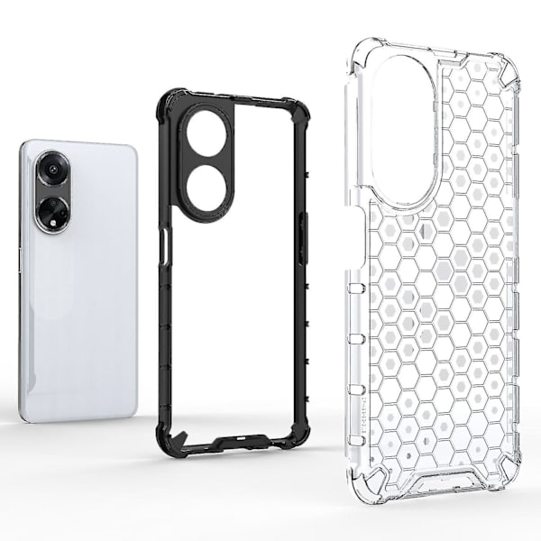 För Oppo A98 5g Anti-dropp phone case Tpu+pc Honeycomb Texture Cover Red