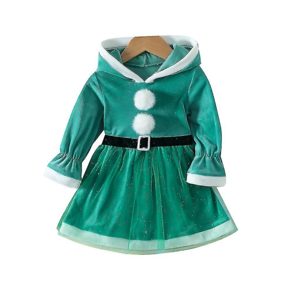 Jul Fru Jultomten Kostym Baby Barn Flickor Julfest Finklänning Cosplay Klänningar 1-6 år 3-4 Years Green