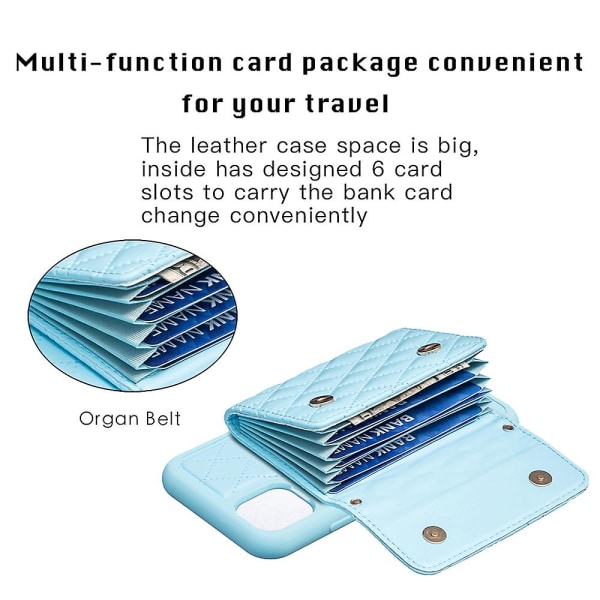 Bf23-stil korthållare Phone case För Iphone 11, Pu Läder+tpu Kickstand Cover Blue