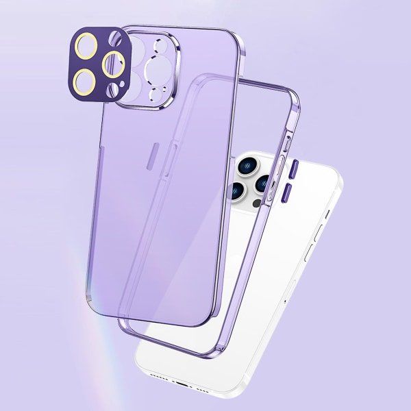 För Iphone 14 Pro Max Klart phone case Tpu+pc Stötsäkert cover med kameralinsskydd Transparent