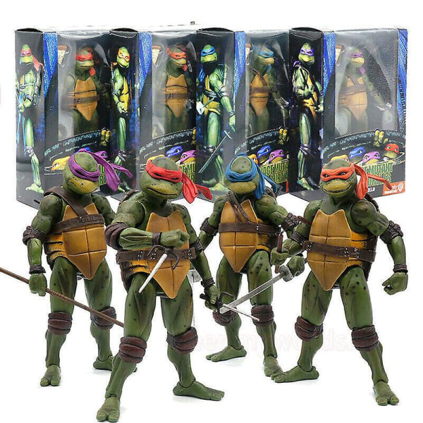 Neca Tmnt Teenage Mutant Ninja Turtles 1990-talsfilm 7" Actionfigur Leksaker Present One set for Four