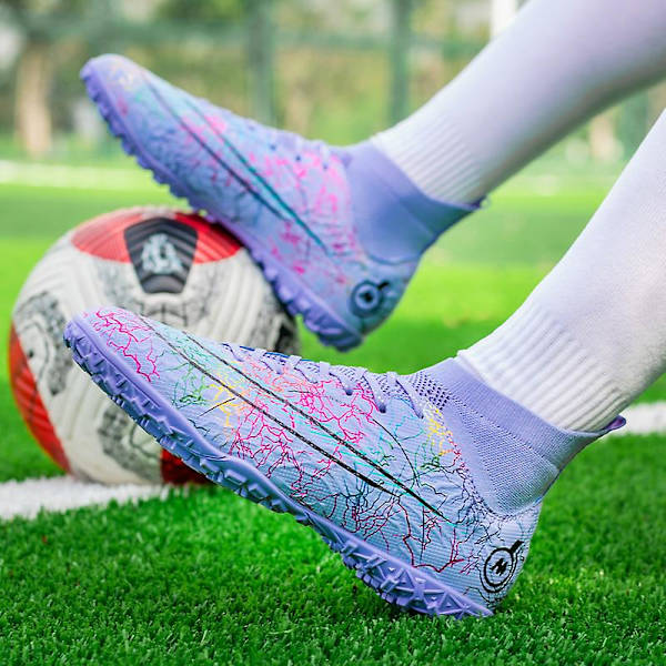 Fotbollsskor för män Halkfria fotbollsskor Klossar Gräs Fotbollssneakers Yj068 Purple 40