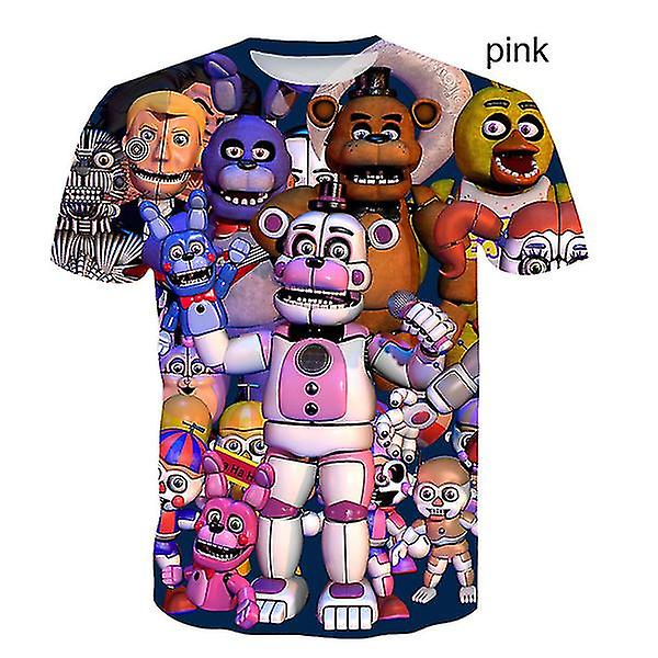 Ny design T-shirt med 3d print för barn Five Nights At Freddy's 3d T-shirt Pojkar Flickor Kortärmade T-shirts 100-160 Cm Pink 160 cm