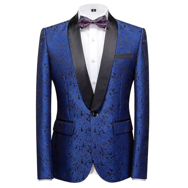 Schan Herr 3-delade kostymer Sjal Lapel Enknapps Smoking Blazer Västbyxor Set För Bröllop Blue XL