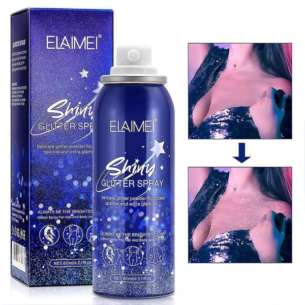 60ml Shiny Glitter Spray Glitter Spray För Hår Kroppskläder Snabbtorkande För Nattklubbsfestscen null none