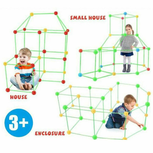 DIY Pärltält Forts Byggsats Leksakstänkande Logik Träningsleksaker för barns födelsedag 36balls 51sticks 1t