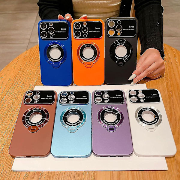 Phone case kompatibelt Iphone 15 Pro Max/15 Pro/15 Stort fönster med magnetiskt fäste för läckageetikett, 15 Pro Max case Blue for iPhone 15 Pro Max