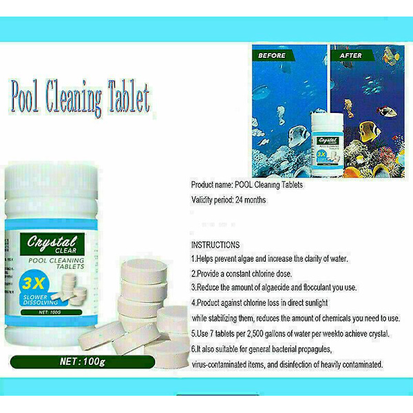 100g tabletter Poolrengöringstablet Flytande klorbadkar kemikaliedispenser Only Tablet(100g)