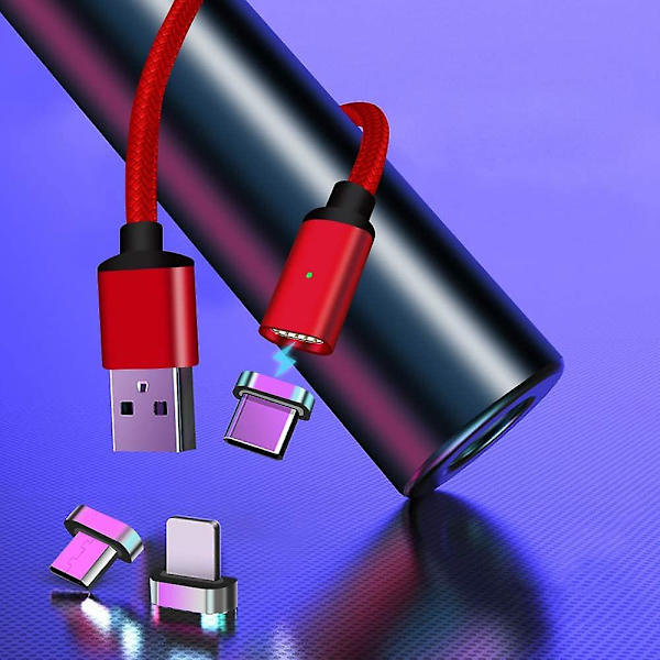 Magnetisk USB C-laddningskabel [3-pack 1,5 m] Magnettyp C-datakabel 2.1a Höghastighetskabel av typ C-kabel Snabbladdningskabel för Samsung S9+ S9 S8+ rot