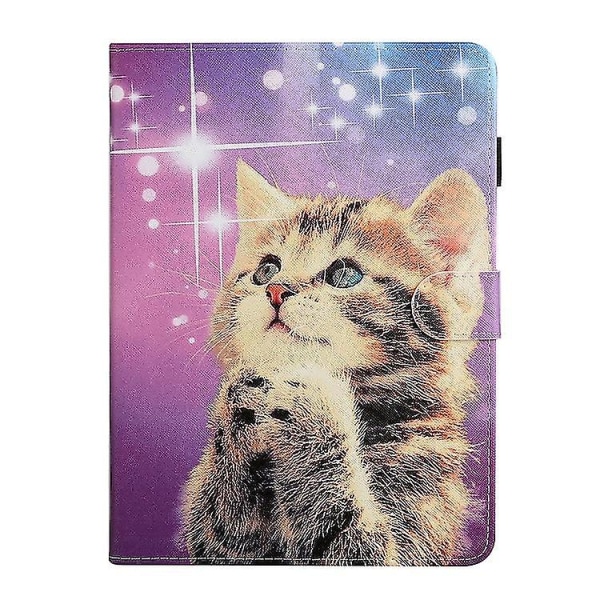 För Ipad 9.7 2017/2018/air 2/air/ipad Pro 9.7 Färgat ritmönster Horisontellt Flip Pu Case Starry Cat