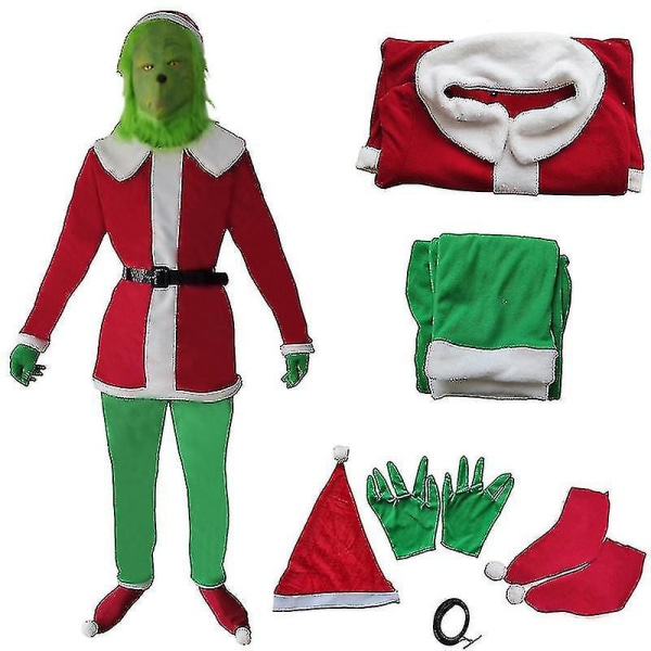 Cosplay How The Grinch Stole Christmas Costume Jultomtens kläder för vuxna L