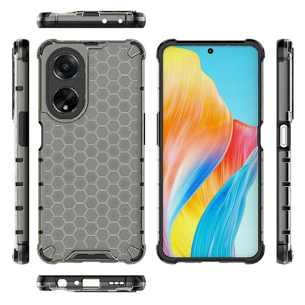 För Oppo A98 5g Anti-dropp phone case Tpu+pc Honeycomb Texture Cover Black