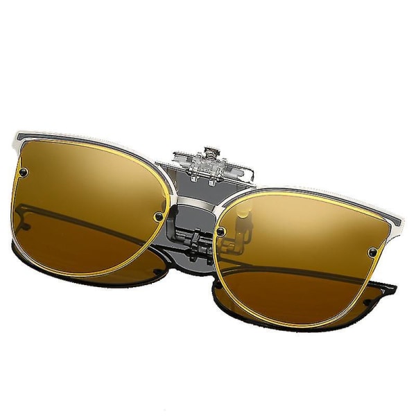 Clip On Solglasögon - Polariserade Clip On Flip Up Solglasögon som passar över glasögonglasögon med UV-skydd Clip-on solglasögon Black