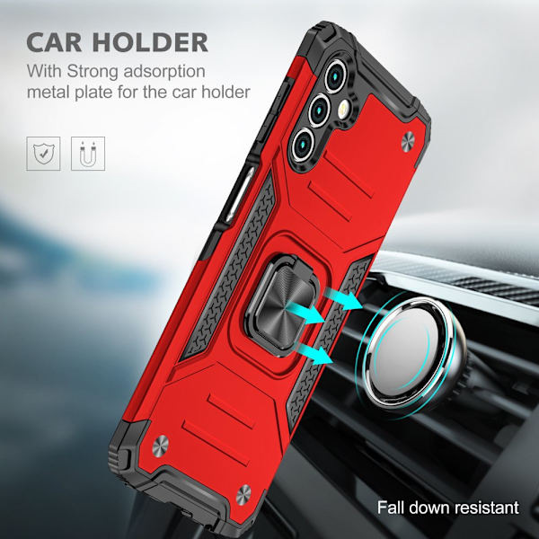 NIFFPD Galaxy A13 Case, Samsung A13 Case Ring Kickstand Hårt PC Mjukt TPU cover för Samsung Galaxy A13 5G Svart red