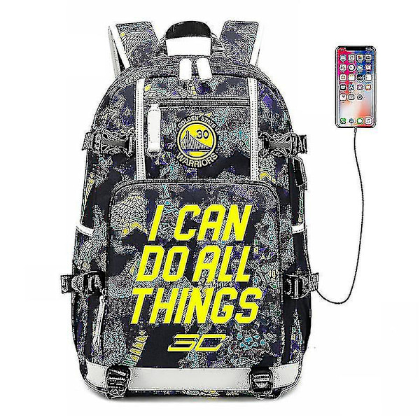 Nba Peripheral Series Star Multifunktionell USB ryggsäck Luminous Fluorescent Backpack_y Gray Curry