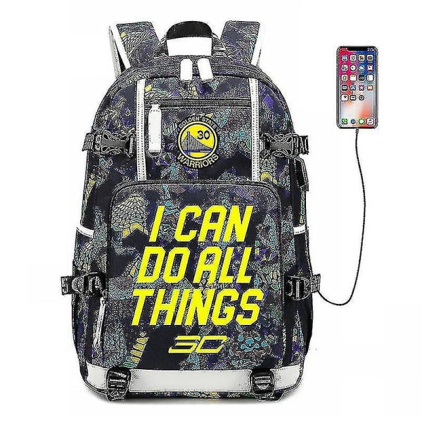 Nba Peripheral Series Star Multifunktionell USB ryggsäck Luminous Fluorescent Backpack_y Red Curry