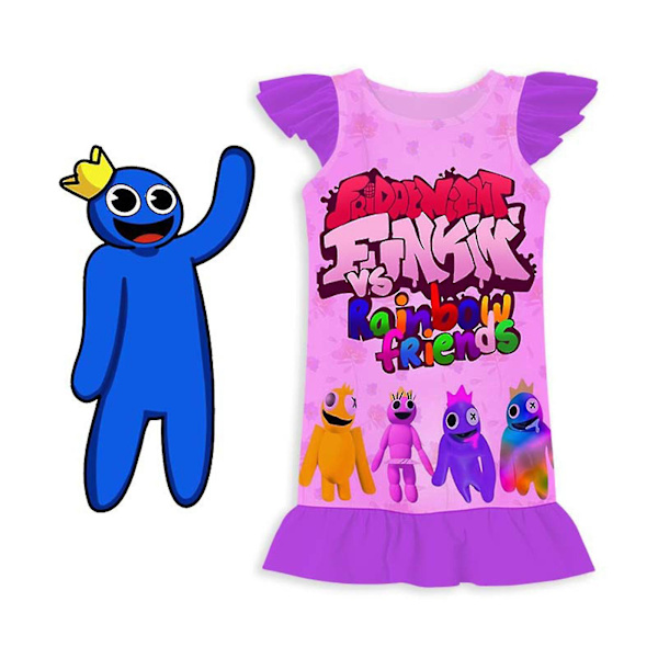Rainbow Friend Girls Nattlinne Nattskjorta Pyjamas Nattlinne Sovkläder Pyjamas Klänning 100cm purple