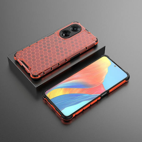 För Oppo A98 5g Anti-dropp phone case Tpu+pc Honeycomb Texture Cover Red