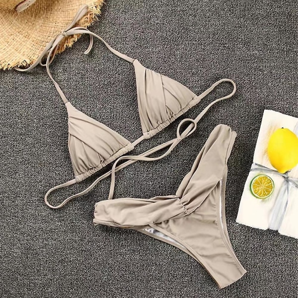 Sexiga Micro Bikinis 2023 Dam Grimma Brasiliansk Bikini Set Kvinna Plisserad Baddräkt Ny Triangel Badkläder Strandkläder Baddräkt C L Pink