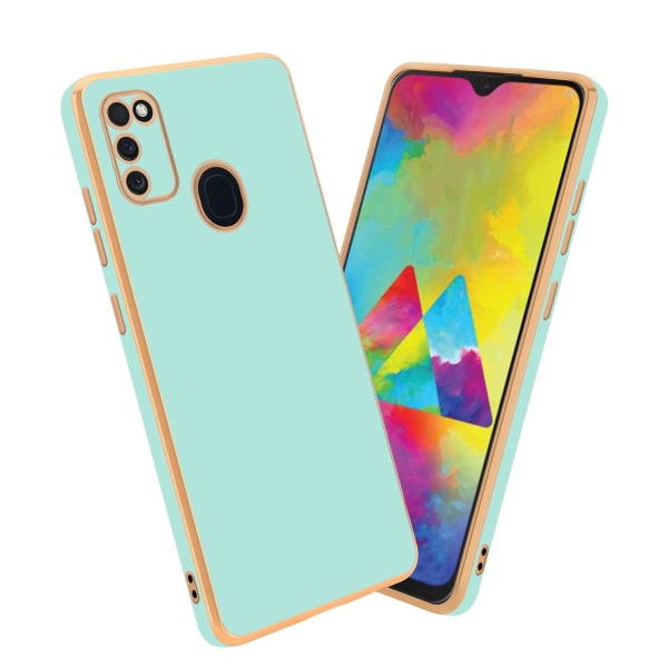 Samsung Galaxy M21 / M30s Hülle Handy Cover TPU- case - med kameraskydd Glossy Mint Green - Gold Galaxy M21 / M30s