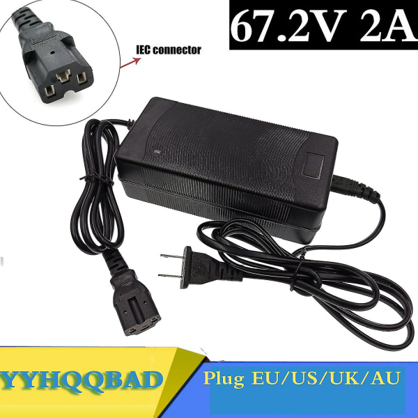 67,2v 2a litiumbatteriladdare för 60v litiumjonbatteri elcykelladdare med pc-kontakt Iec-kontakt AU
