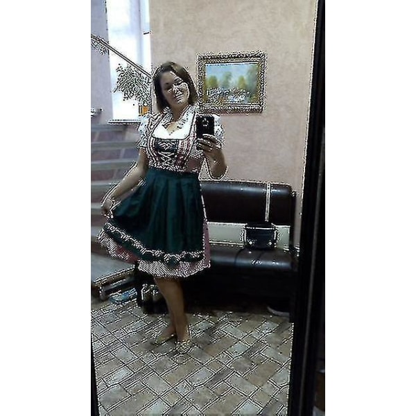 Hög kvalitet traditionell tysk pläd Dirndl klänning Oktoberfest kostym outfit för vuxna kvinnor Halloween fancy party Style1 Green 4XL