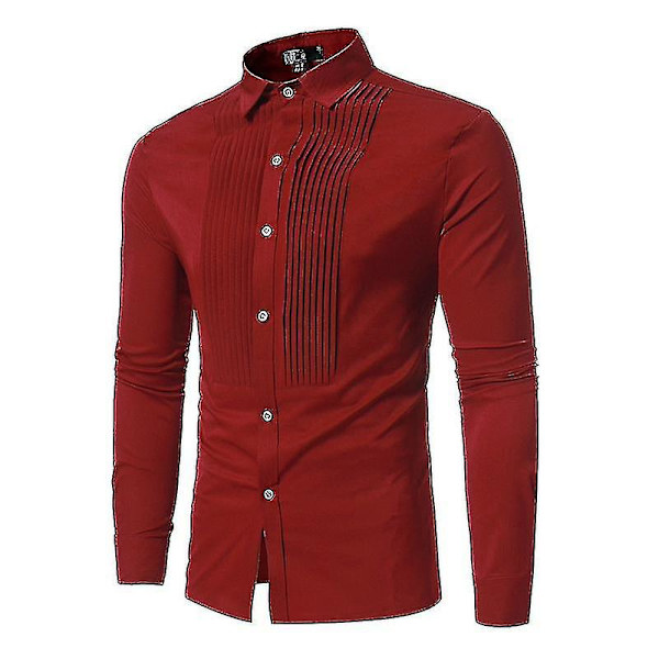 Enfärgad långärmad tröja för män Red 2XL