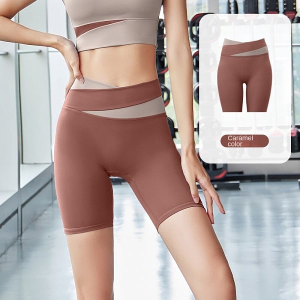 Höft Naken Lyftning Yoga Tight Kontrast ShortsF3 Caramel color Shorts S