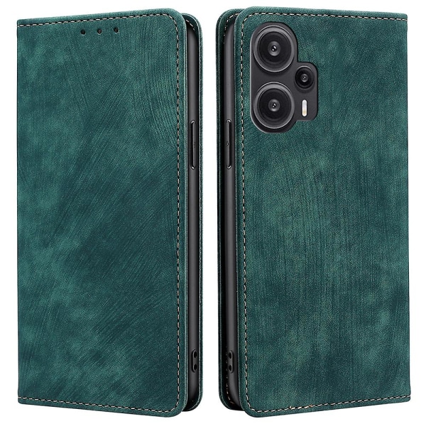 Texturerat cover för Xiaomi Redmi Note 12 Turbo / Poco F5 5g Rfid blockerande plånbok Magnetisk läder Flip Stand Case Green