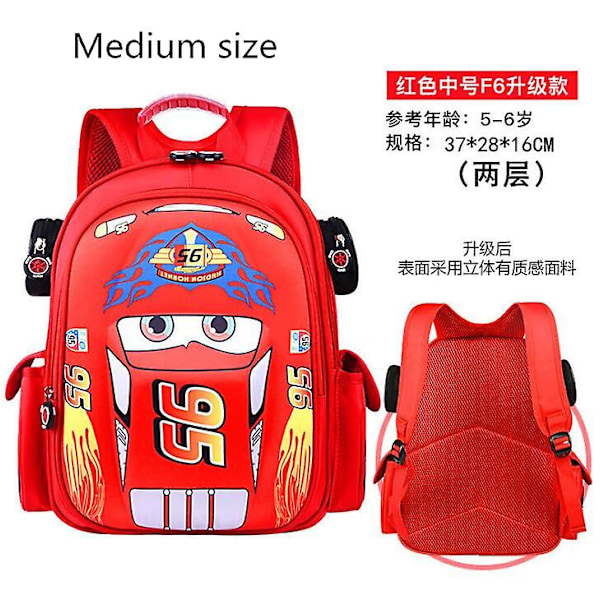 Disney Cartoon Bag Pojkar Flickor Grundskola 3-12 år Dagis Tecknad Ryggsäck Medium red