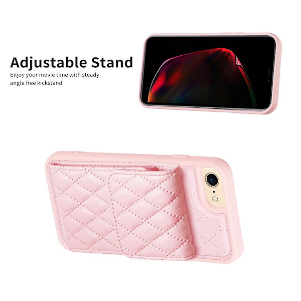 Bf22-stil case för Iphone 6 / 6s / 7 / 8 / Se (2020) / Se (2022) Kickstand Pu läderbelagd Tpu cover Pink