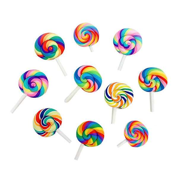 10 st All-match personliga vackra färgglada broscher Rolig brosch Lollipop broscher för nyckelkläder Colorful 4X3cm
