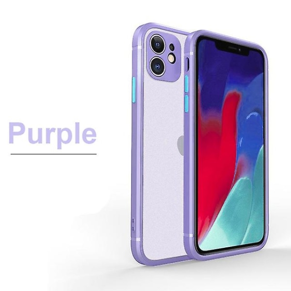 Matt Transparent Stötsäkert Iphone Case Med Silikon Bumper - Xs Max, Xr, Se & More Purple for 12 pro max