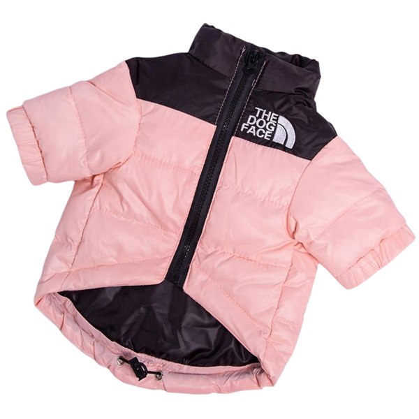 The Dogs Face Puffer Coat Tjock Varm utomhus Djurkläder Vinter Vindtät Mode Husdjursdräkt För Liten Medium Stor Hund Pink XL