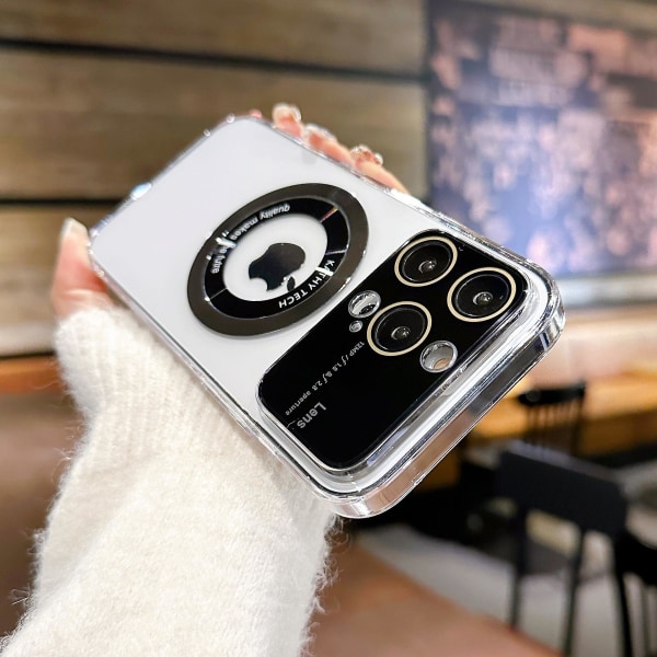 Magsafe Magnetic Luxury Plating Klart case för Iphone 15 Pro Max/15 Ultra/15 Pro/15 Plus/15 kompatibel trådlös laddning Transparent iPhone 15 Pro Max-15 Ultra