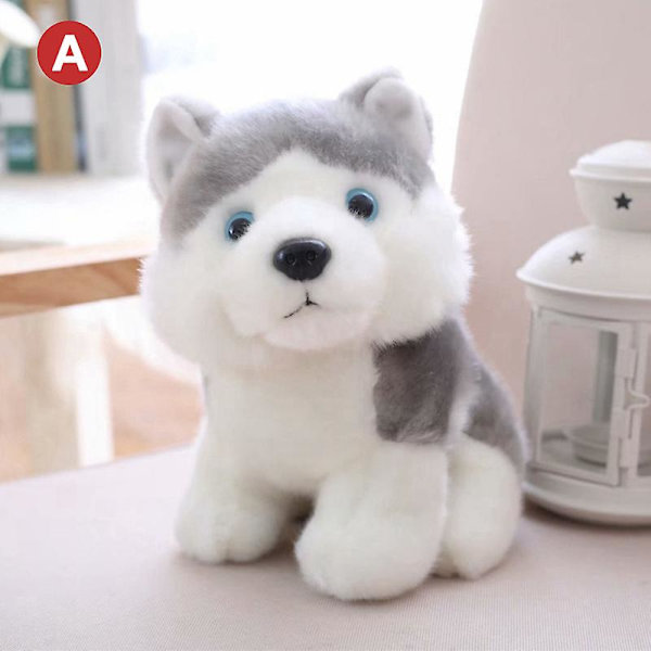 Söt simulering valp hund plysch leksak dockor för barn Husky Akita St. Bernard 28cm C none