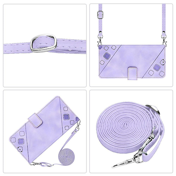 Case till Ipod Touch 7 med långhalsband Läder Flip Cover Kompatibel med Ipod Touch 7 Case Purple