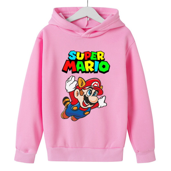 Mario Cartoon Print Hoodie F2 Pink 130cm