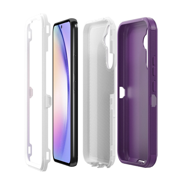 TASHHAR Samsung Galaxy A54 5G case med bältesklämma hölster Militärklass Heavy Duty 3 i 1 Stötsäker rustning Robust Hållbar för Galaxy A54 5G purplewhite