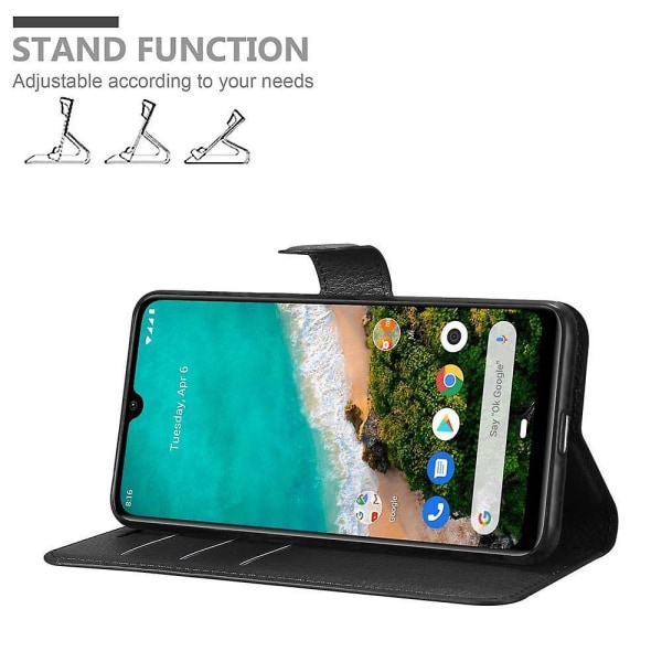 Xiaomi Mi A3 Cover Case Case - med kortplatser och stativfunktion PHANTOM BLACK Mi A3