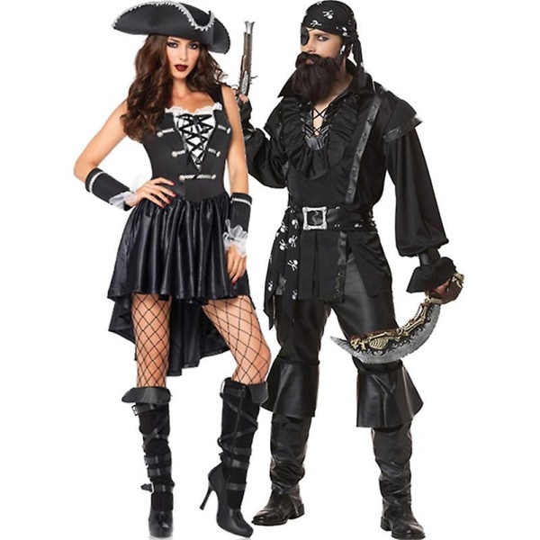 Aldult Pirates Jack Sparrow Cosplay Kostym Man Kvinnor Pirates Of The Caribbean Rolldräkt Halloween Carnival Party Pirate Costume Men M