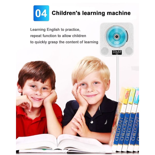 Väggmonterad Bluetooth Cd-spelare med fjärrskärm Bluetooth -funktion Cd-spelare stöder Mp3 Wma Vcd Dvd-format Engelska Learni Blue