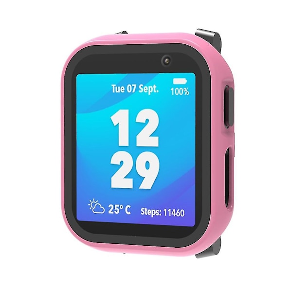 För Xplora X6 Play Full Edge-screen Protector Watch Bumper-shell Dammtät cover Pink