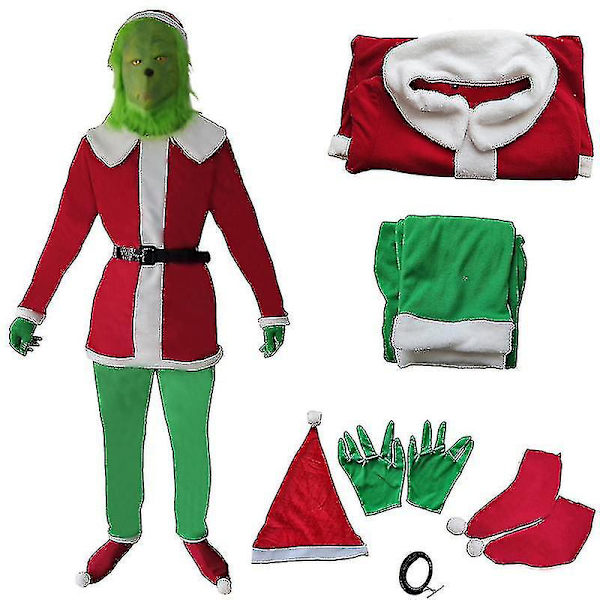 Cosplay How The Grinch Stole Christmas Costume Jultomtens kläder för vuxna XL