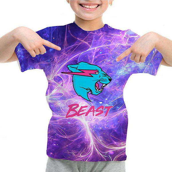 Sommartröja för barn Mr Wolf Beast T-shirt Pojkar Flickor Casual T-shirt Tonåring Lightning Cat Streetwear T-shirt Barnkläder Kids-130 7